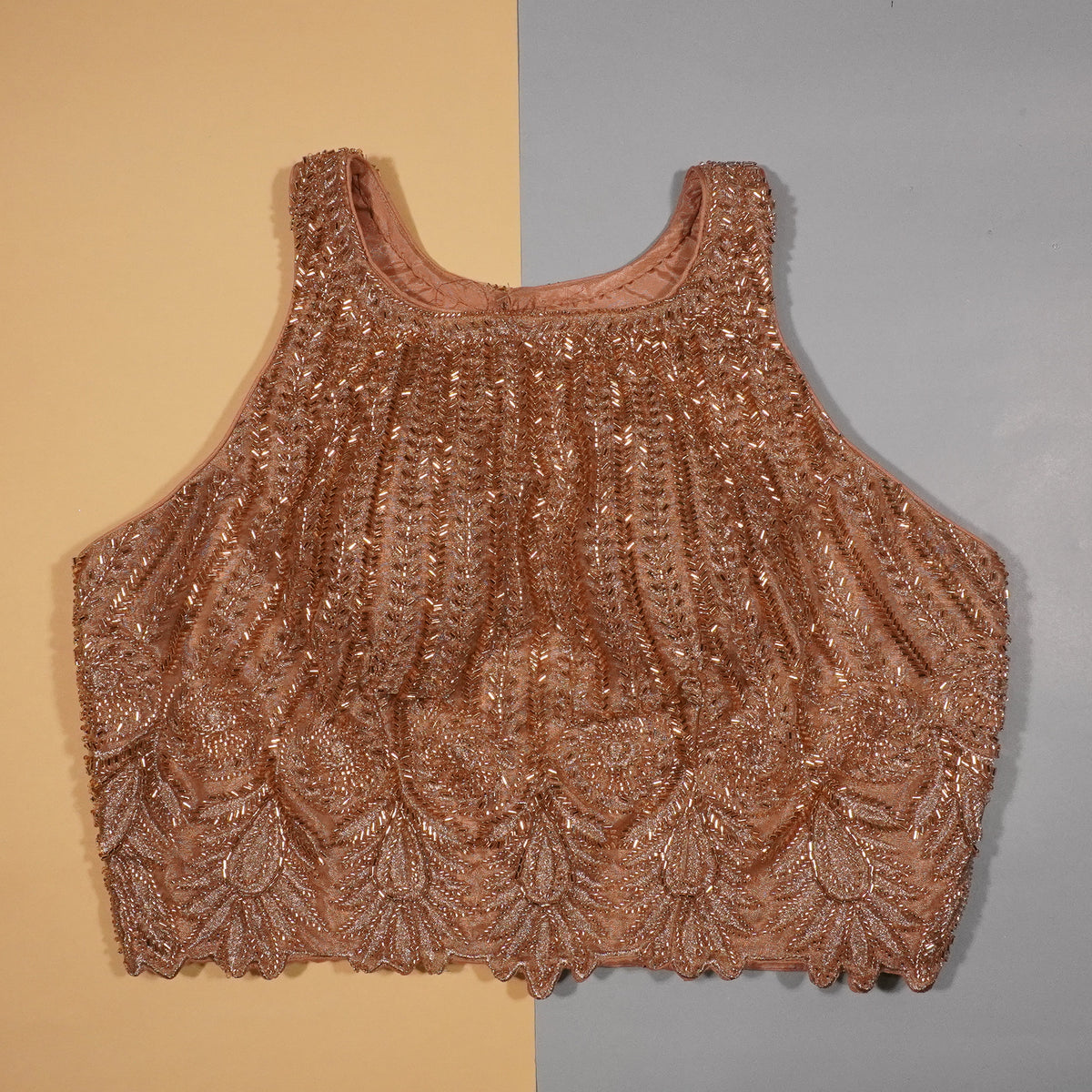 Brown  Spice Textured Sleeveless Blouse