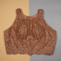 Brown  Spice Textured Sleeveless Blouse
