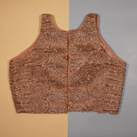 Brown  Spice Textured Sleeveless Blouse