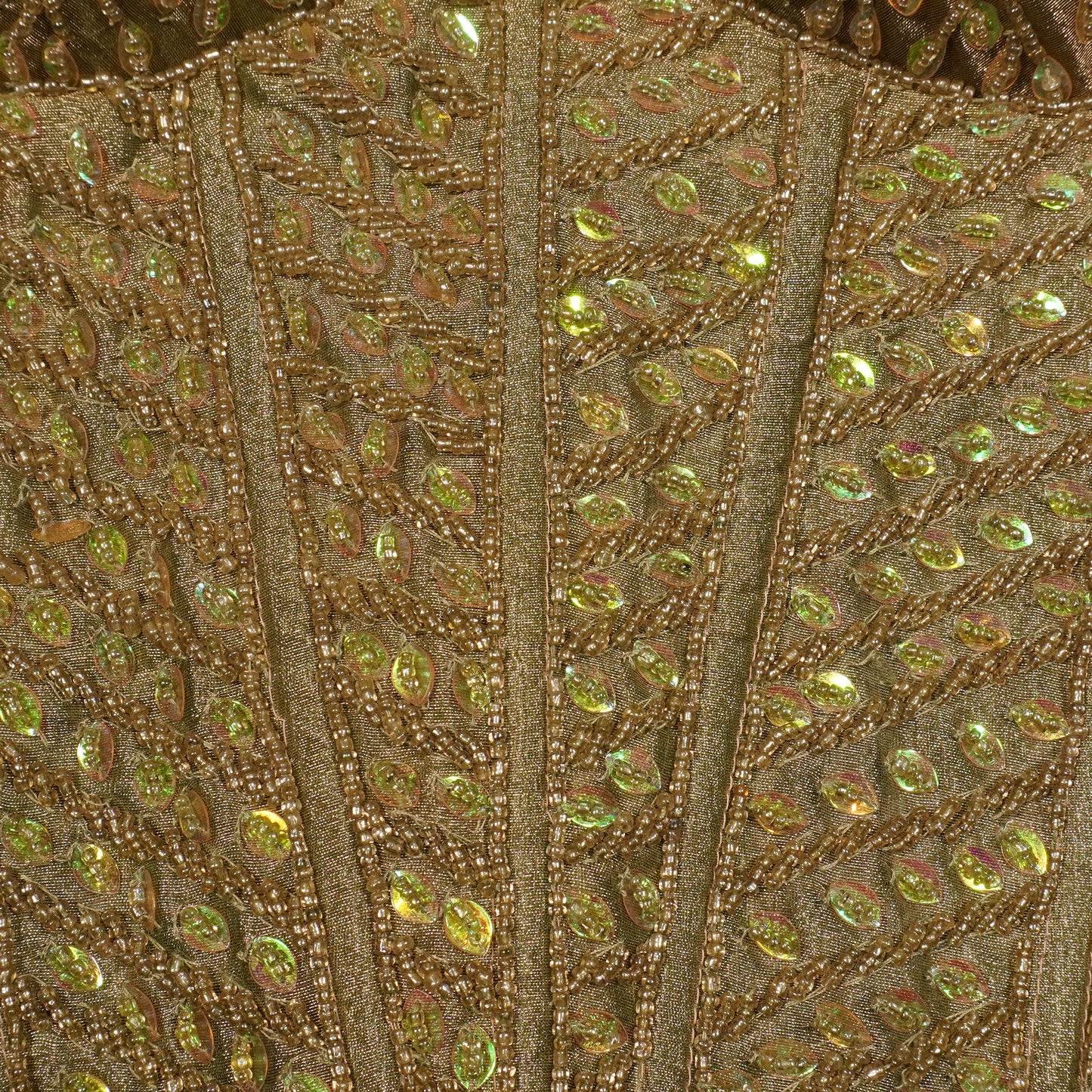 Olive Moss Hand-Beaded Corset Top