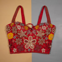 Scarlet Bloom Hand-Embroidered Bustier