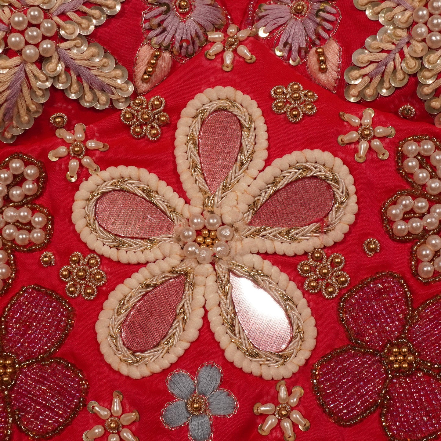 Scarlet Bloom Hand-Embroidered Bustier