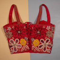 Scarlet Bloom Hand-Embroidered Bustier