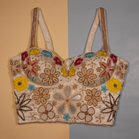 Pearl White Artisan Floral Bustier
