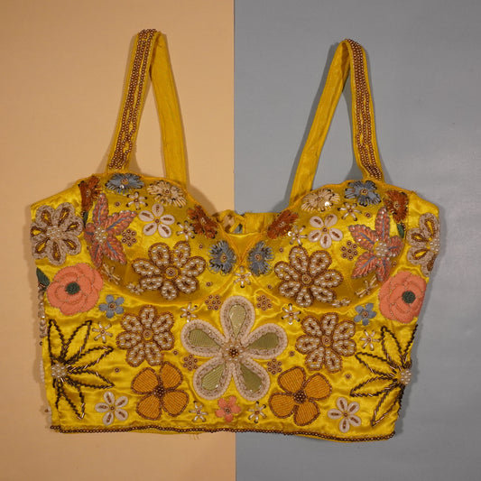Sunshine Harvest Mixed-Media Floral Bustier