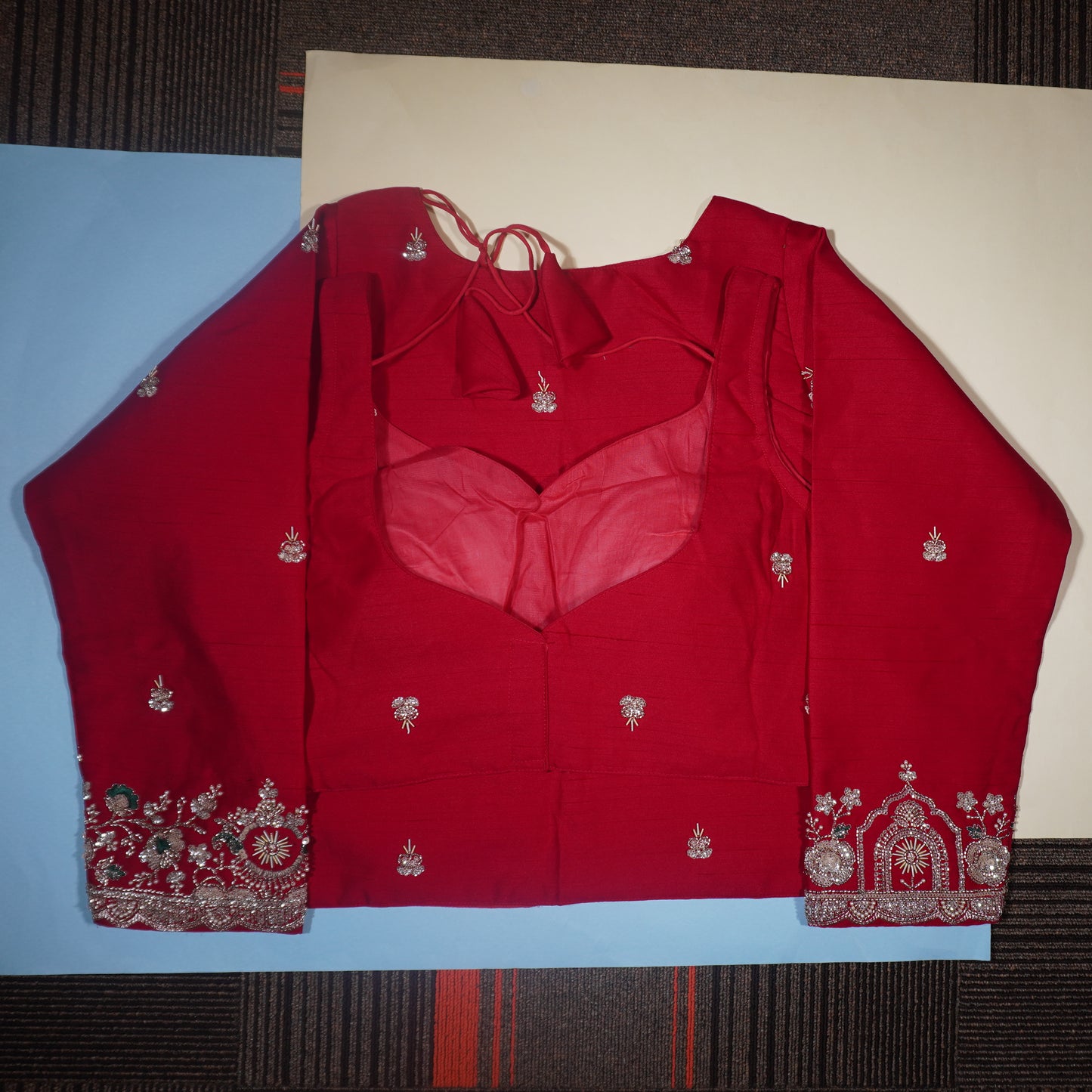 Red Mock-Neck Blouse