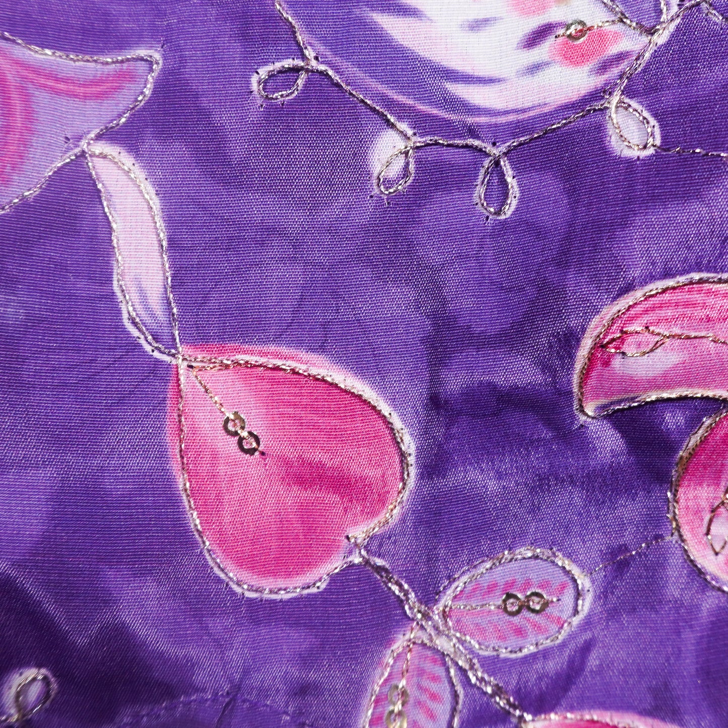 Deep Violet Embellished Paisley Print Saree Blouse