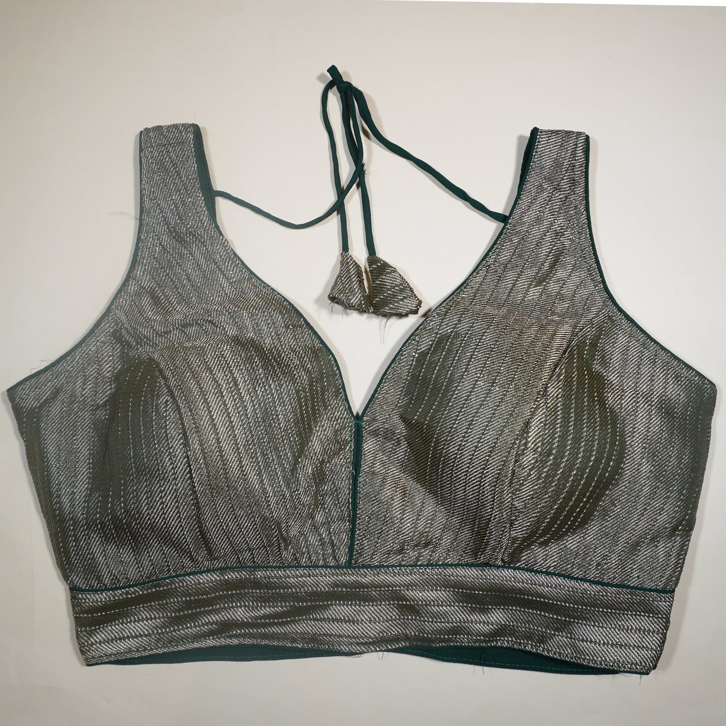 DKGreen and Silver Dual-Tone Blouse