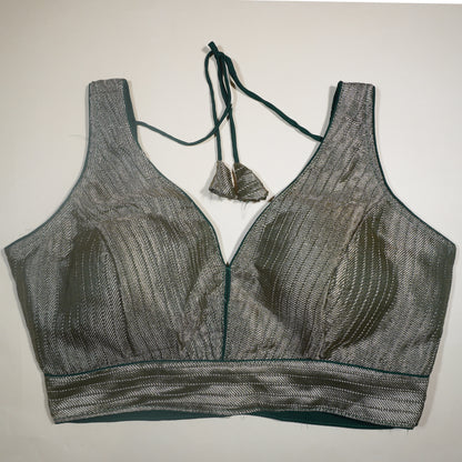 DKGreen and Silver Dual-Tone Blouse