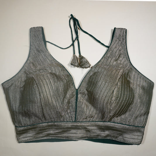 DKGreen and Silver Dual-Tone Blouse