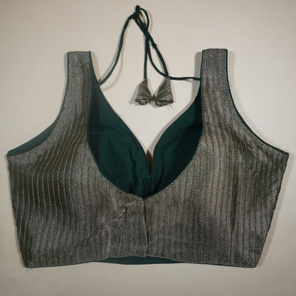 DKGreen and Silver Dual-Tone Blouse