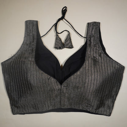 Black Shimmer Pleated Blouse