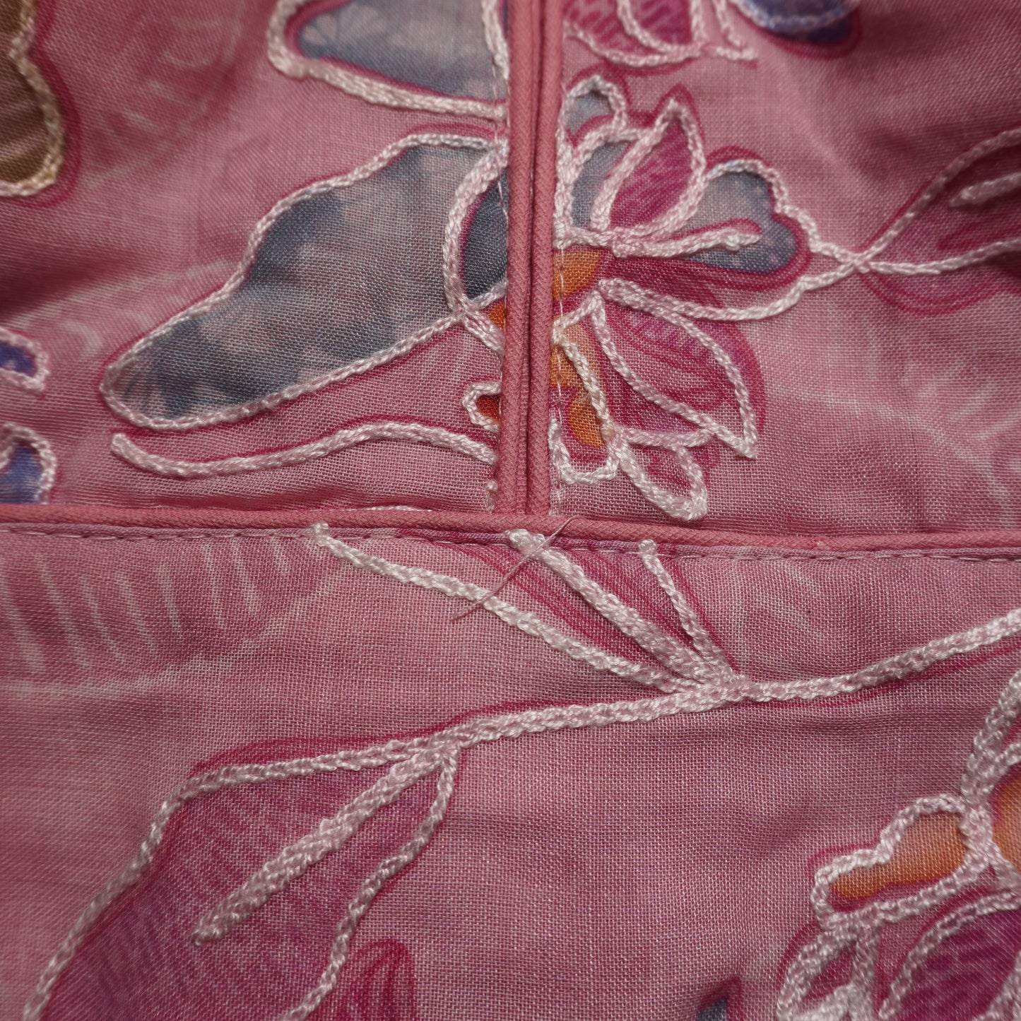 Lilac Pink Floral Embroidered Sweetheart Blouse