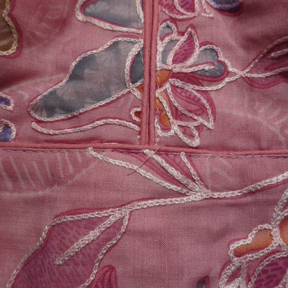 Lilac Pink Floral Embroidered Sweetheart Blouse