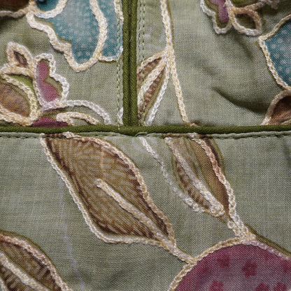 Olive Green Floral Embroidered Sweetheart Blouse