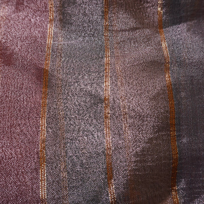 Mauve Purple Metallic Striped Deep V-Neck Blouse
