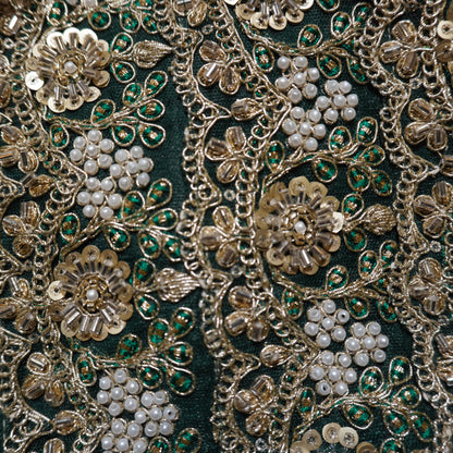 Forest Green Pearl-Embellished Corset Blouse