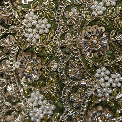 Mehendi Green Pearl-Embellished Corset Blouse