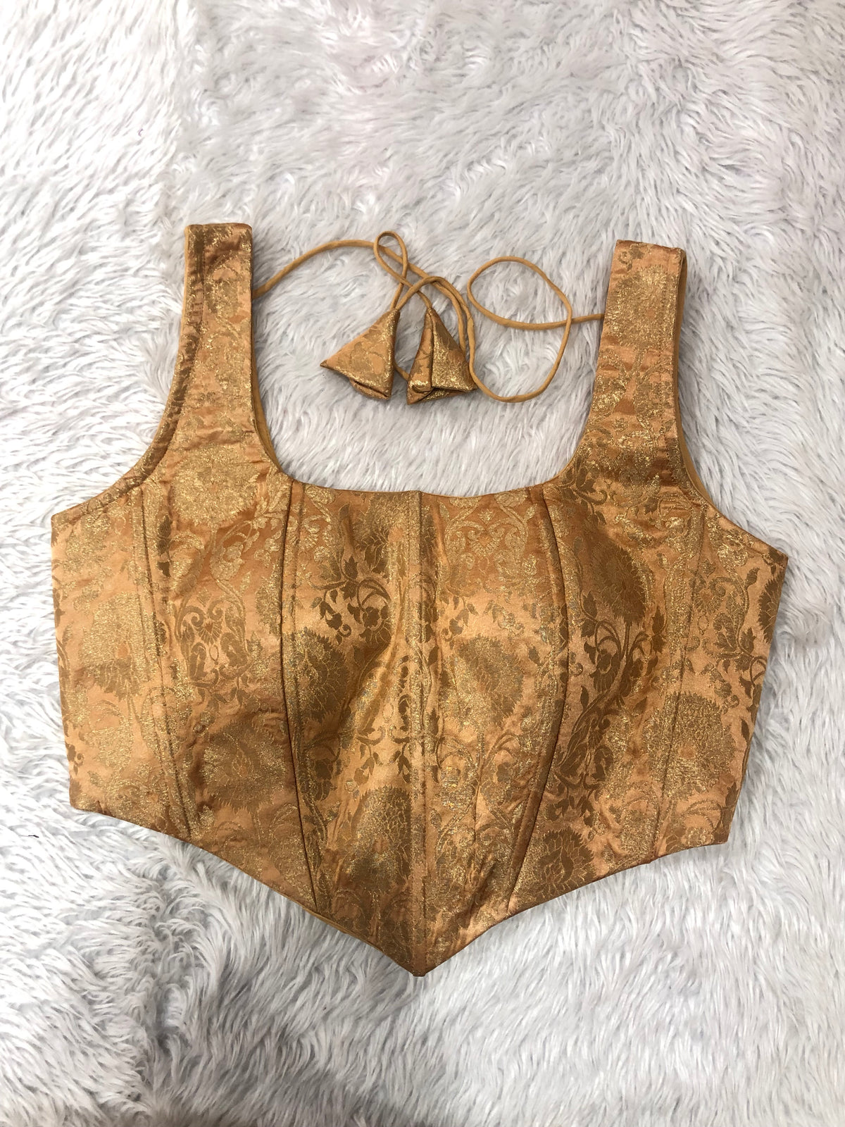 Skin Metallic Woven Corset Top