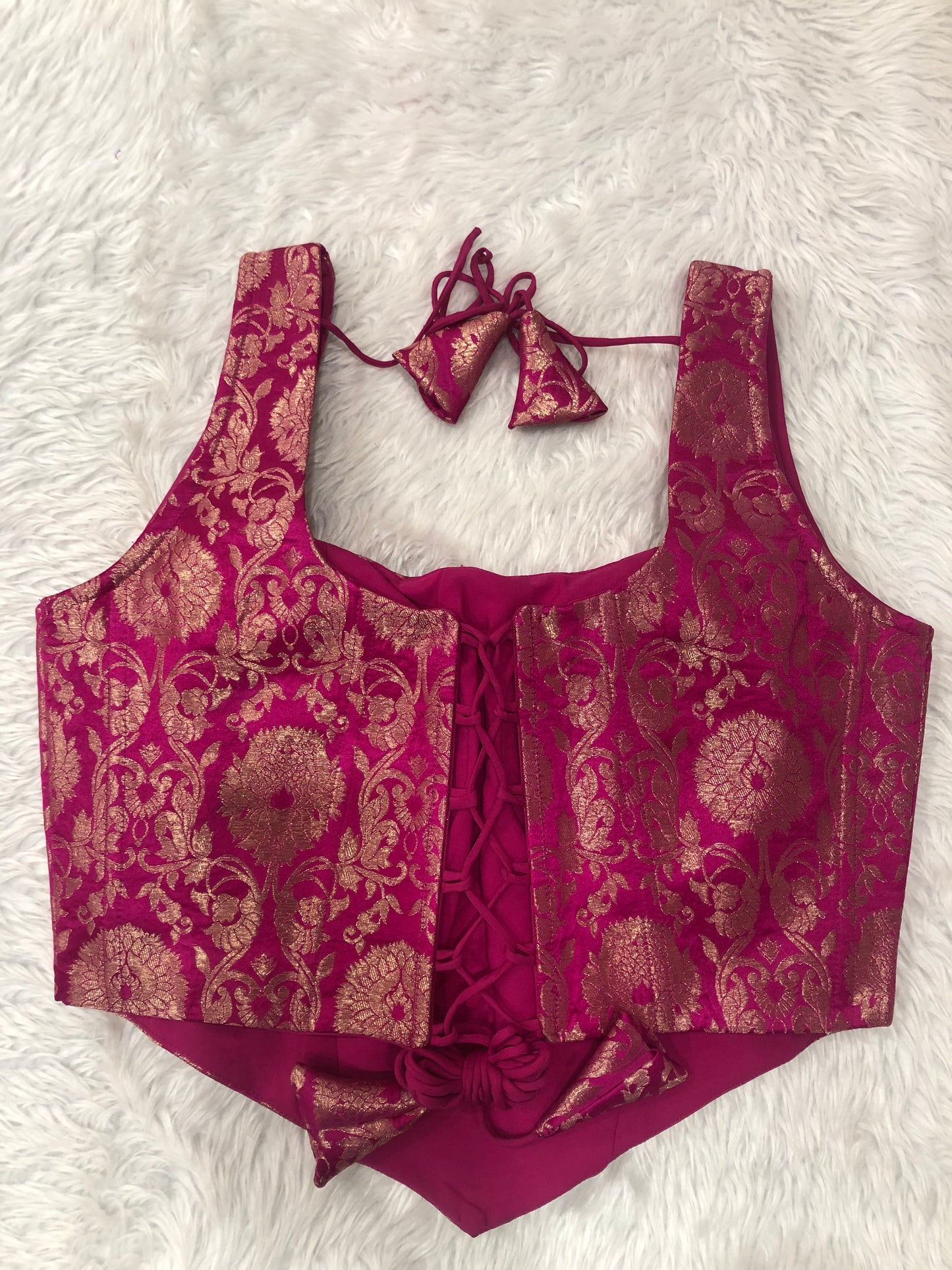 Rani Metallic Woven Corset Top