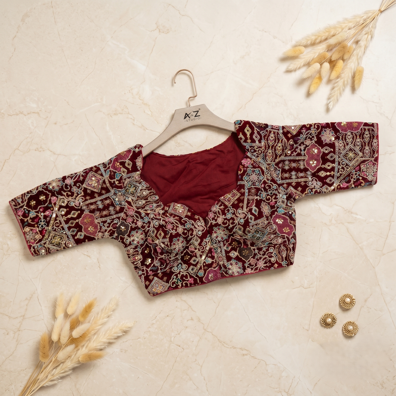 Royal Maroon Heritage Blouse