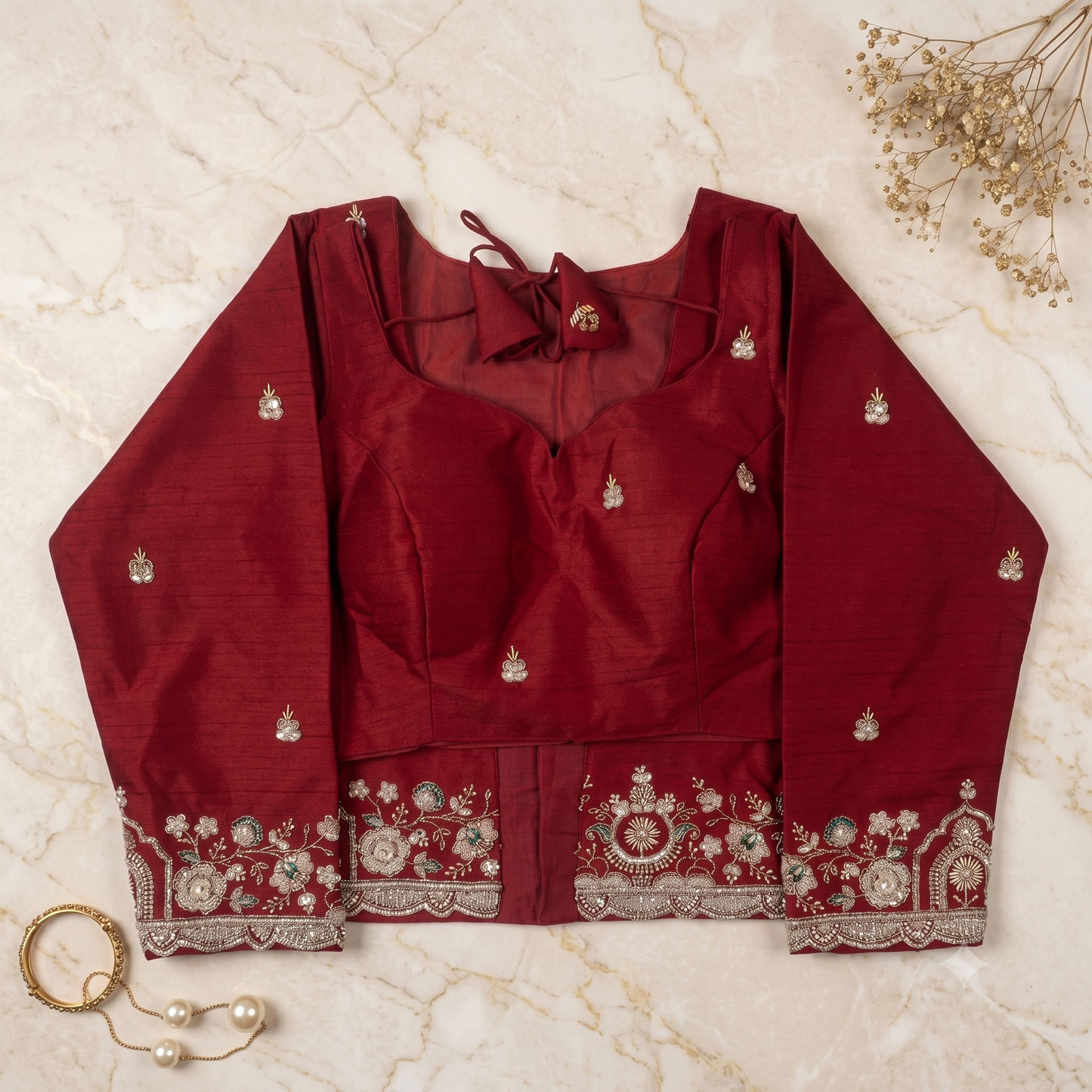 MAROON Mock-Neck Blouse