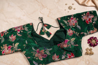 Green Velvet Heavy Embroidered Festive Blouse