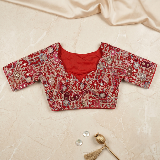 Crimson Charm Embellished Blouse