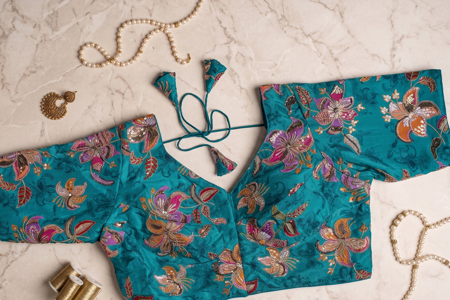 Rama Embroidered Blouse with Sweetheart Neckline