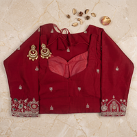 Red Mock-Neck Blouse