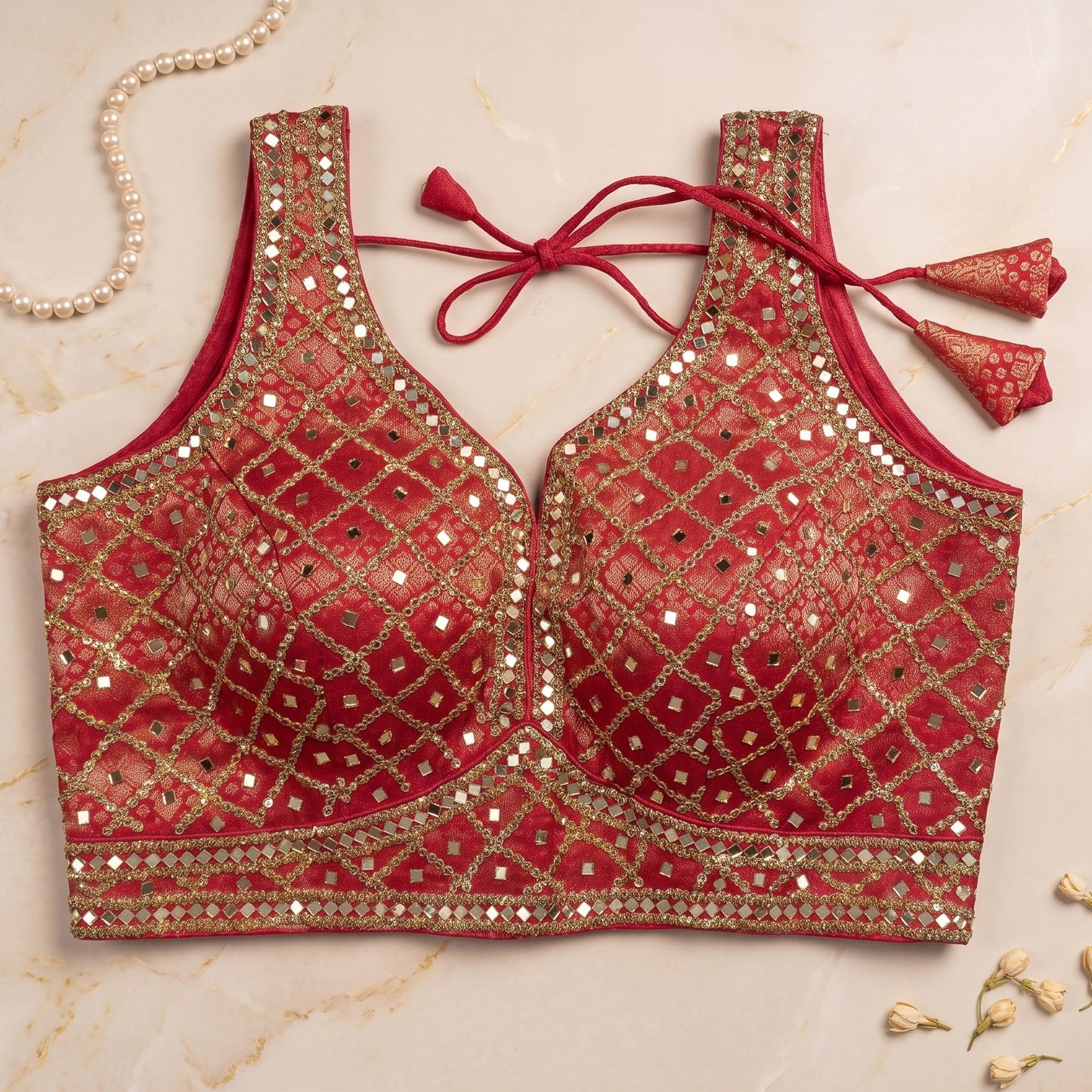 Red Geometric Glamour Blouse
