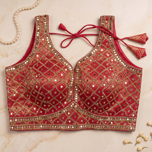 Red Geometric Glamour Blouse