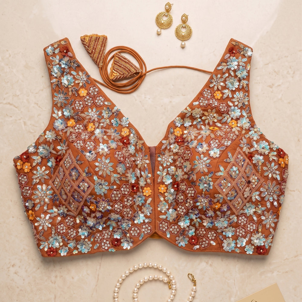 The Burnt Orange Blossom Crop Top