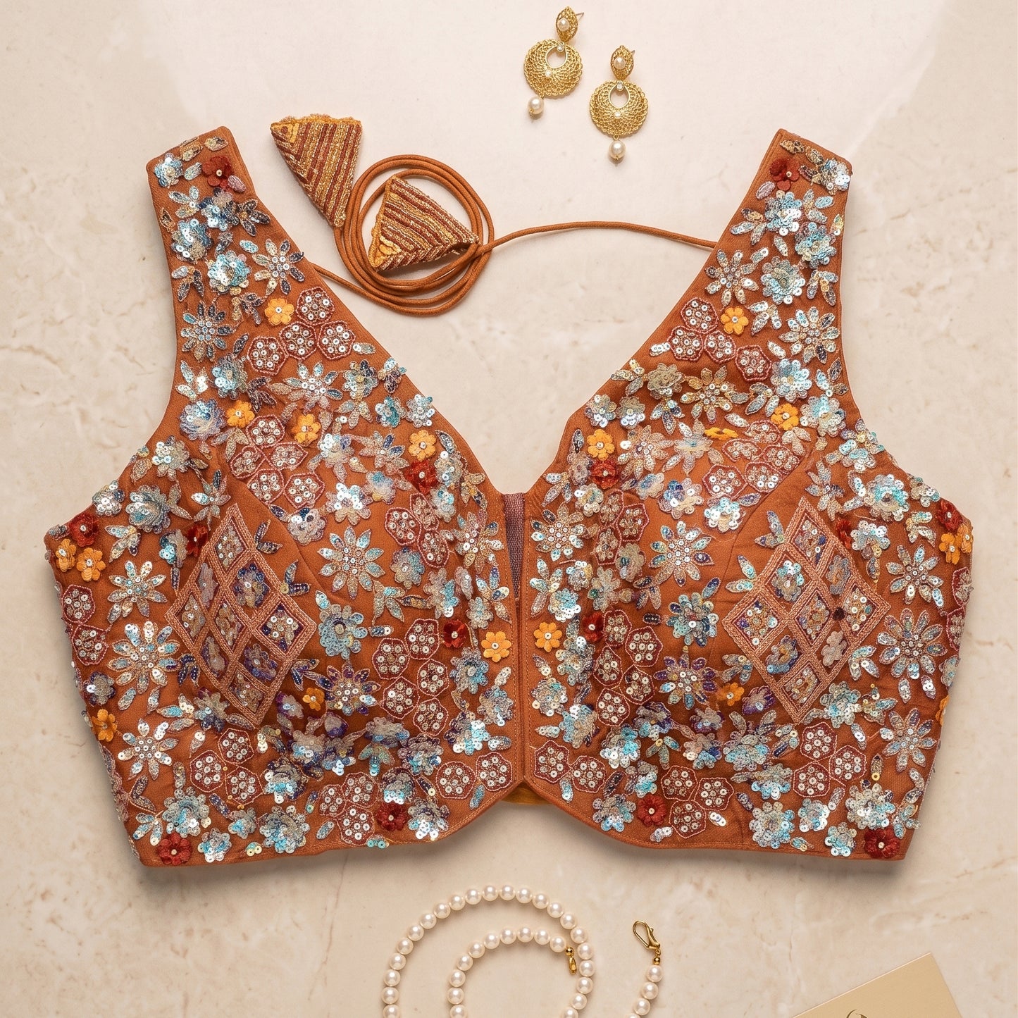 The Burnt Orange Blossom Crop Top
