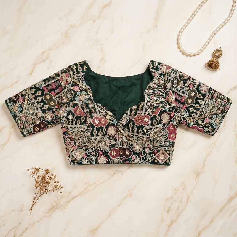 DkGreen Elegance Embroidered Blouse