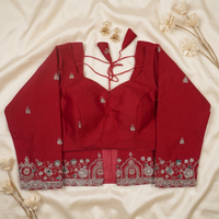 Red Mock-Neck Blouse