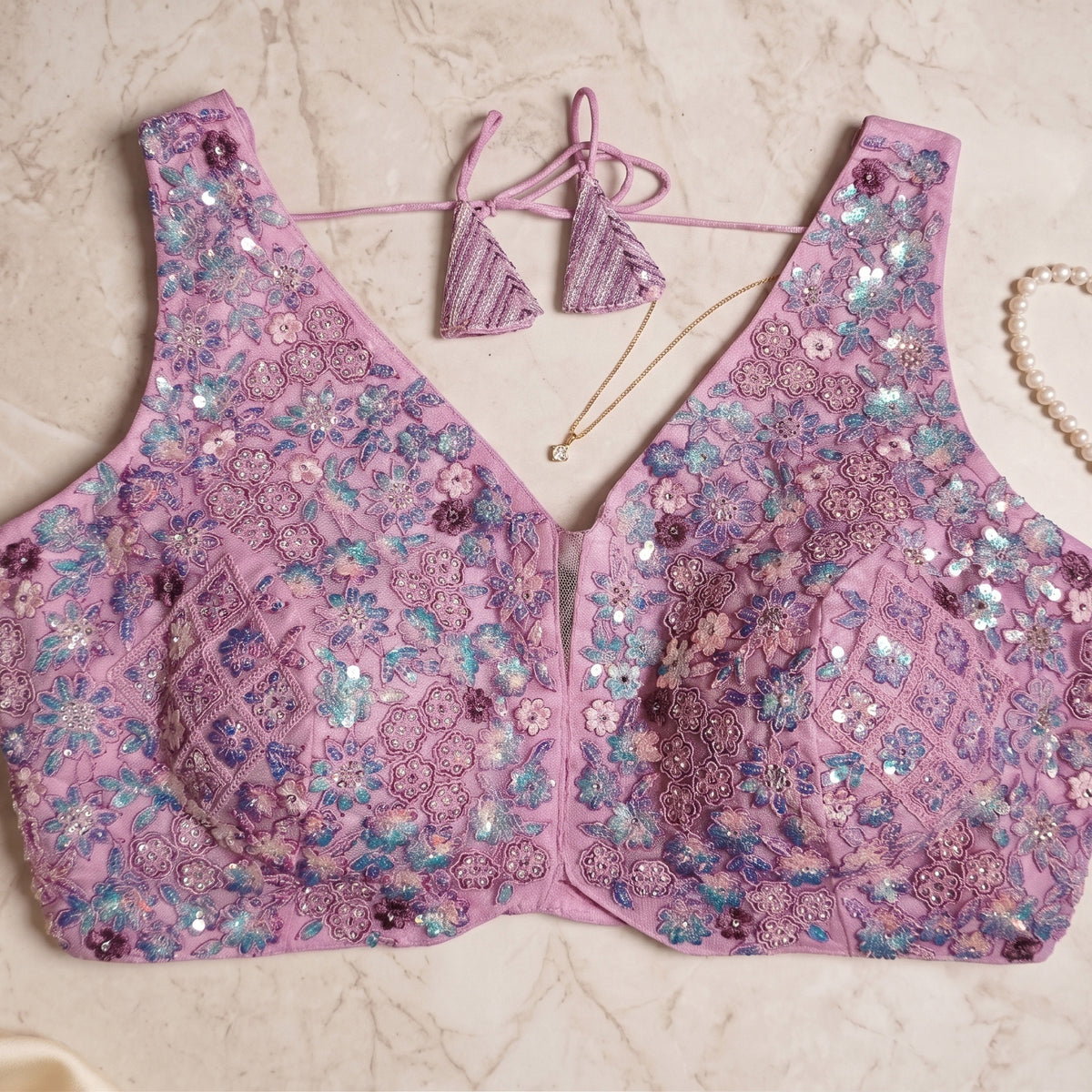 The BabyPink Sequin Sparkle Choli