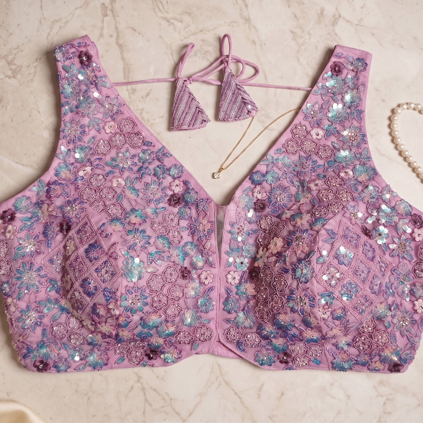The BabyPink Sequin Sparkle Choli