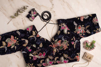 Black Velvet Zardozi Embroidered Festive Blouse