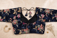 Black Velvet Zardozi Embroidered Festive Blouse