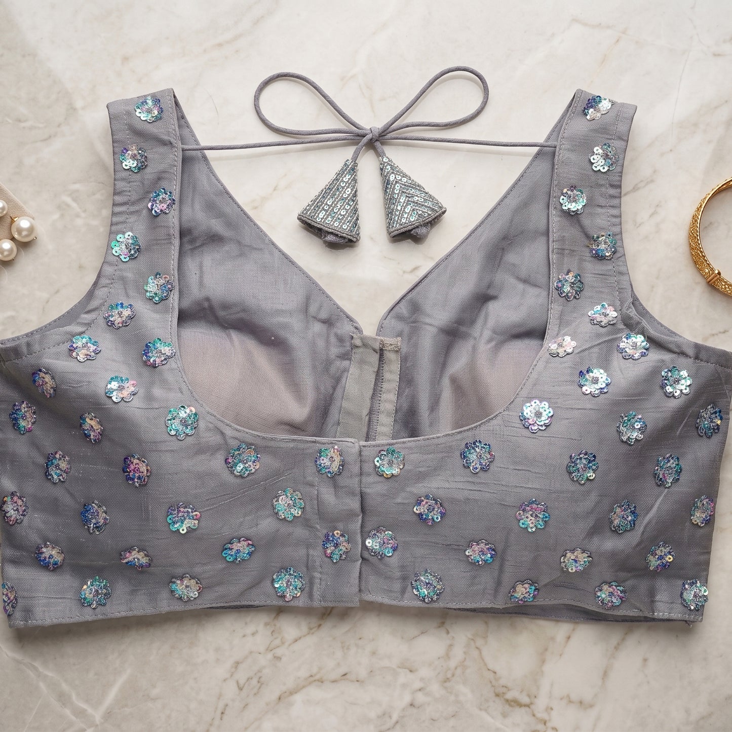 Ethereal Frost Floral Blouse