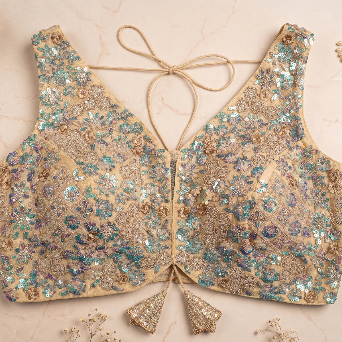 The Champagne Iridescent Flora Blouse