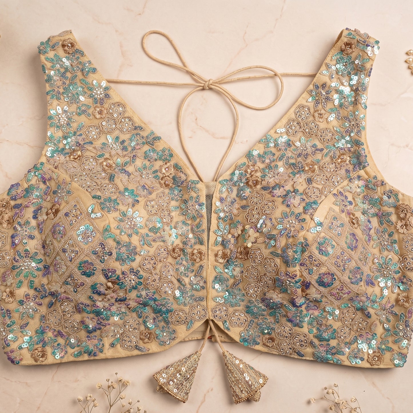 The Champagne Iridescent Flora Blouse