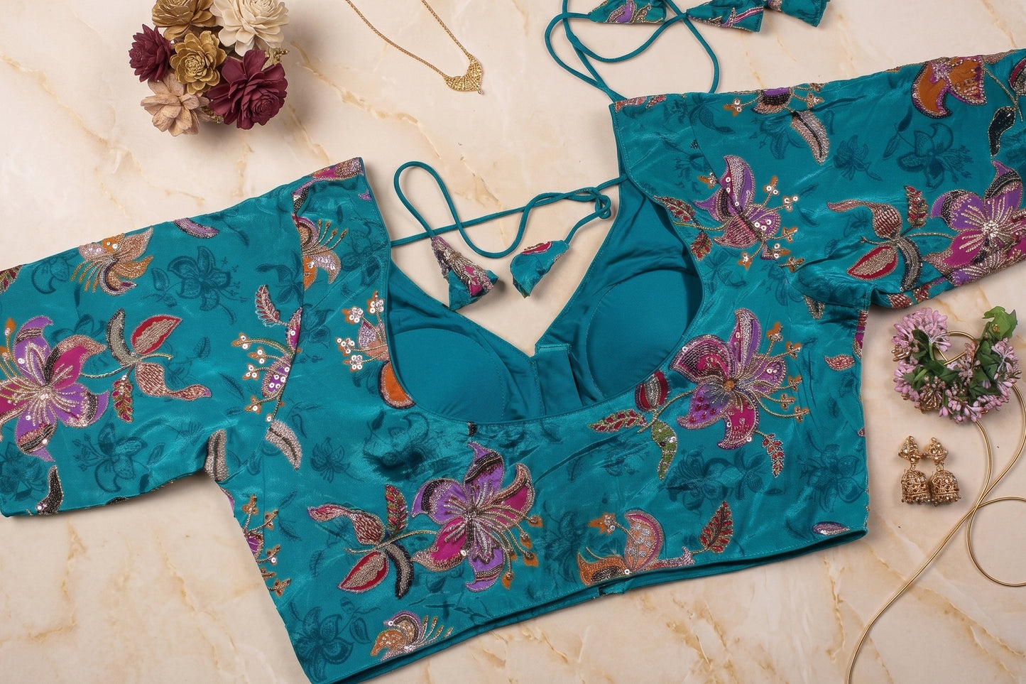 Rama Embroidered Blouse with Sweetheart Neckline
