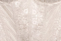 Off-White Heavily Sequined Corset Blouse with Cut-Out High Neck & Full Sleeves