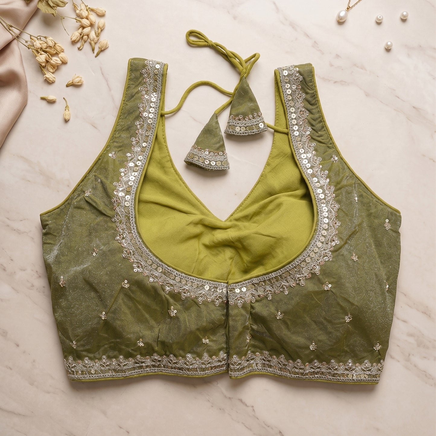 Mehandi Moss Glitter Blouse