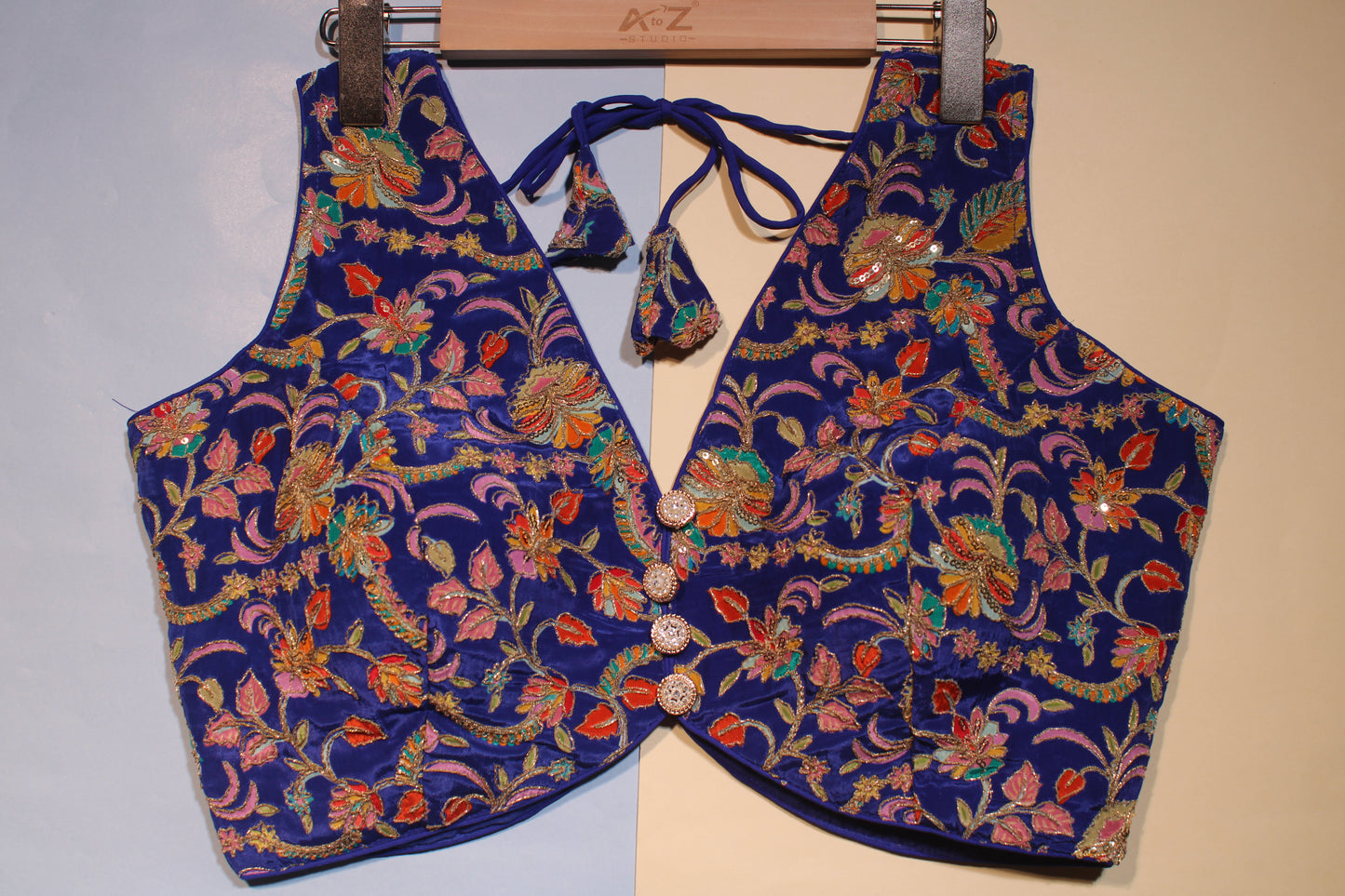 NBlue Flora Blouse