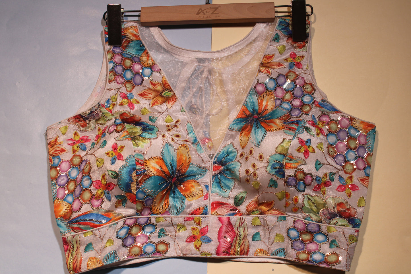 Silver Bloom Honeycomb Blouse