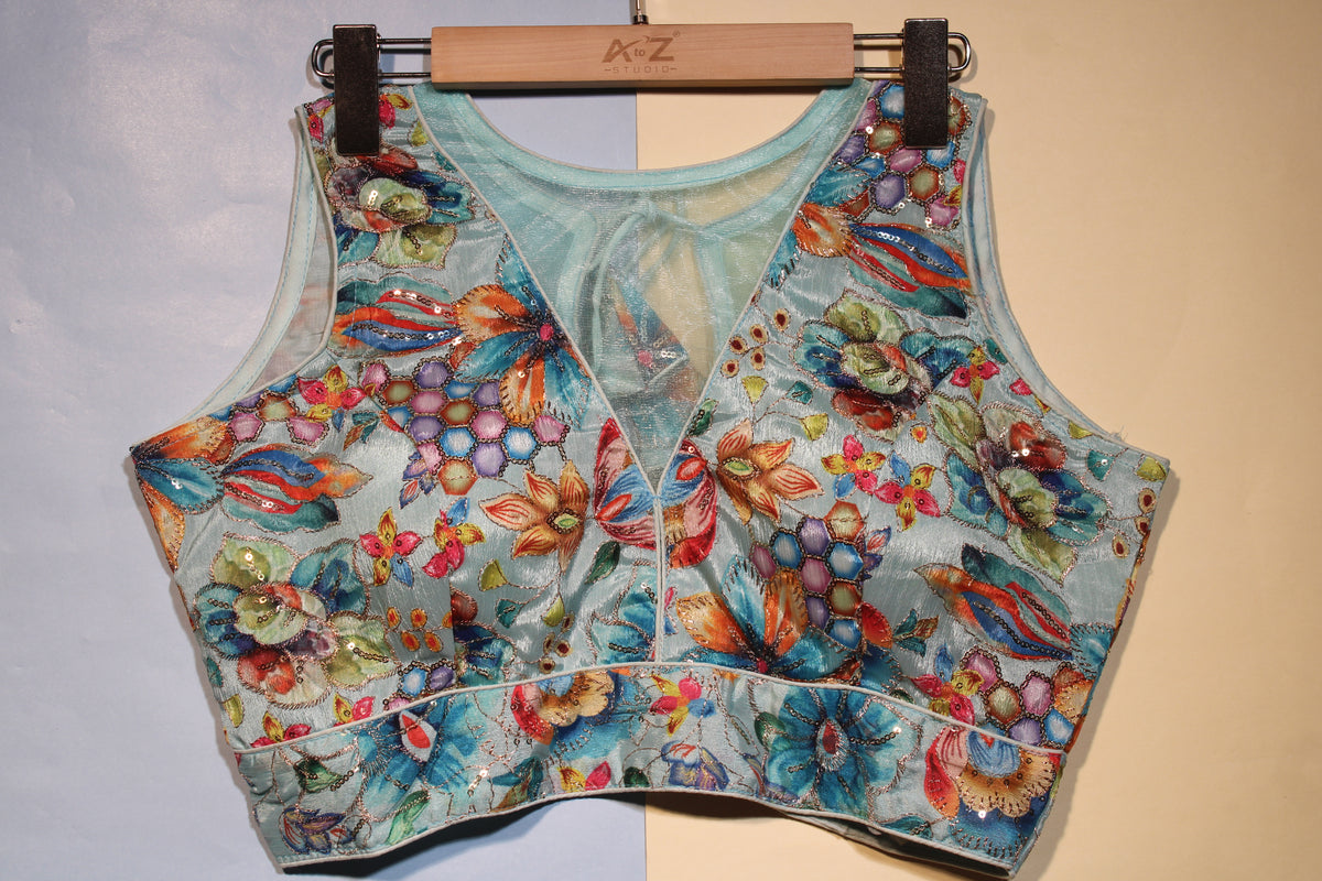 Mint Blue Blossom Blouse