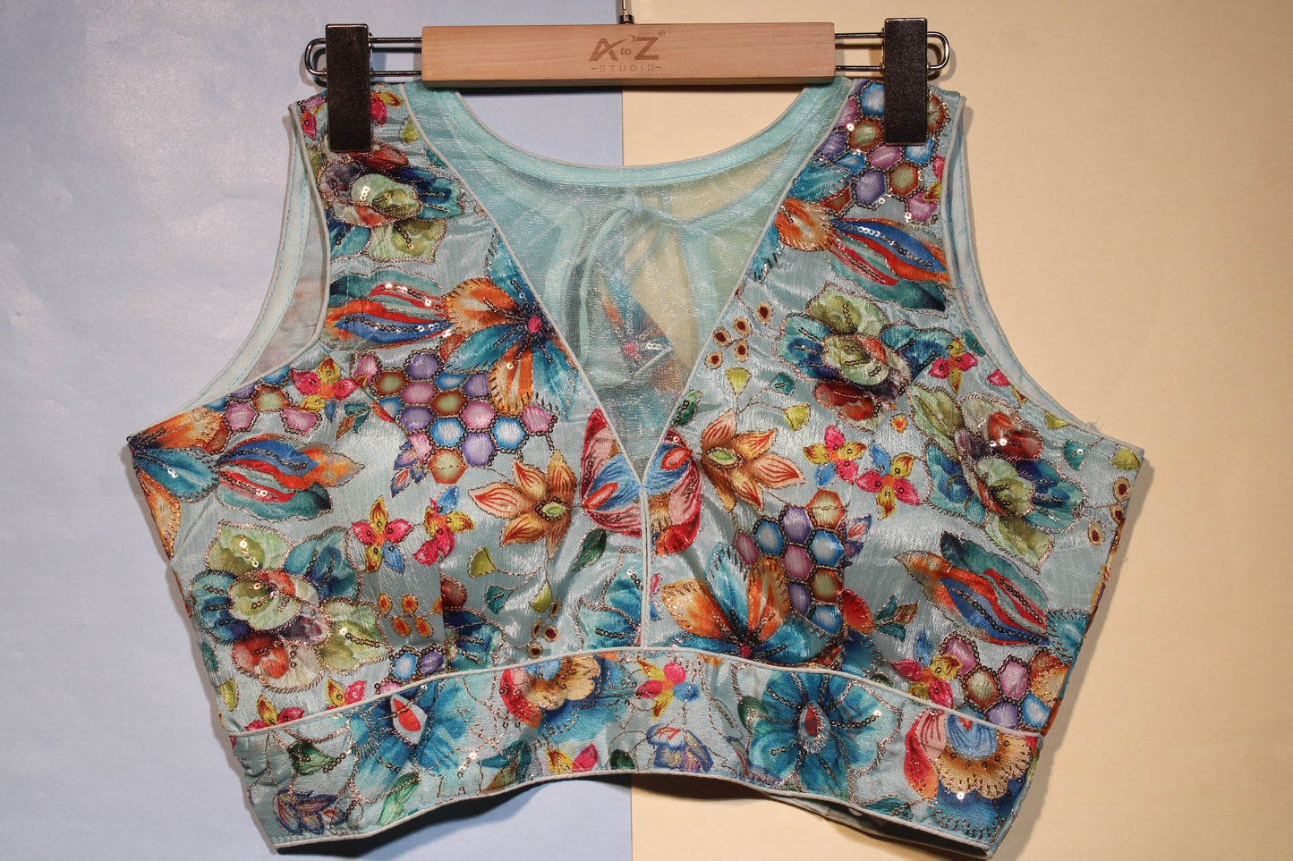 Mint Blue Blossom Blouse